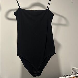 H&M Black Ribbed Spaghetti-Strap Bodysuit